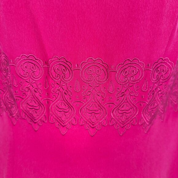 Vintage Talbots Petites Pink Midi Dress Sz 8P Embroidered Waist Elegant - Picture 3 of 13